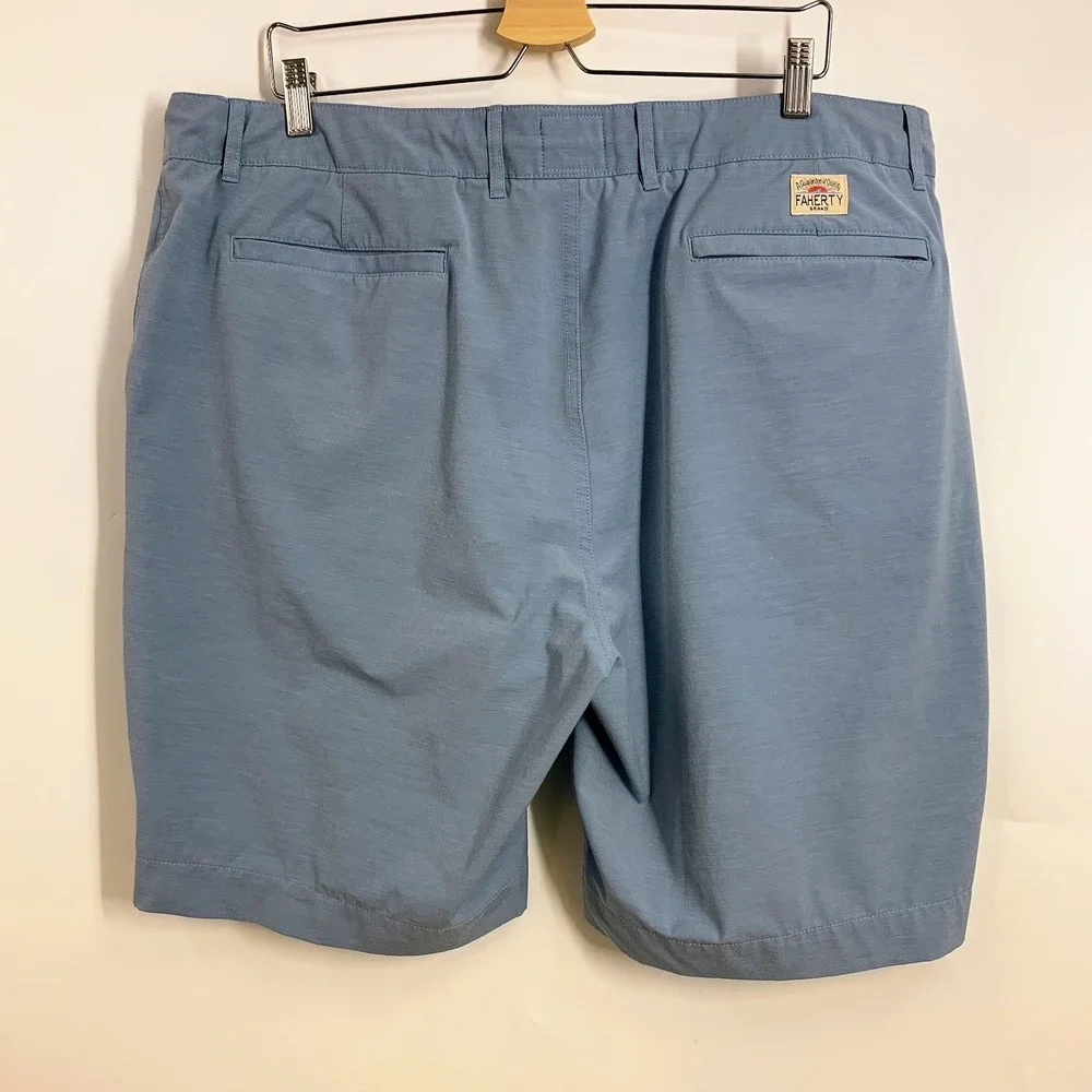Faherty‎ All Day Shorts Mens Size 40 Blue Casual Flat Front Recycled Blend